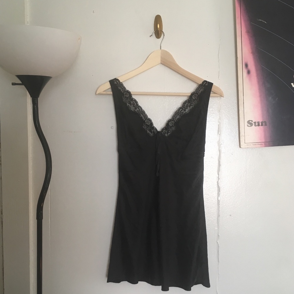 100% silk black slip dress